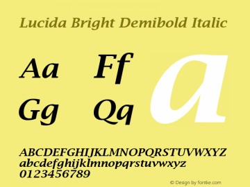 Lucida Bright Demibold Italic Version 1.67图片样张