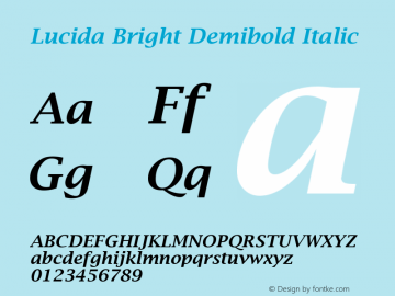 Lucida Bright Demibold Italic September 21, 1998; 1.00 (JAVA)图片样张