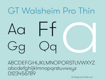 GT Walsheim Pro Thin 001.001 Font Sample
