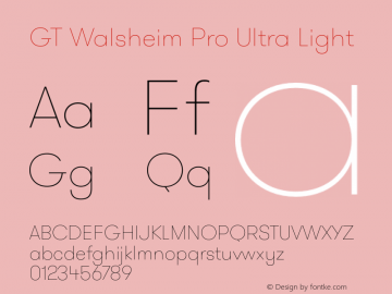 GT Walsheim Pro Ultra Light 001.001 Font Sample