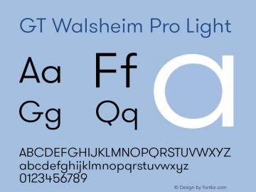 GT Walsheim Pro Light 001.001 Font Sample
