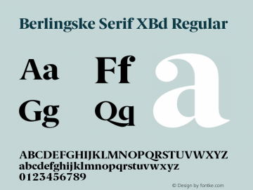 Berlingske Serif XBd Regular Version 1.004 Font Sample