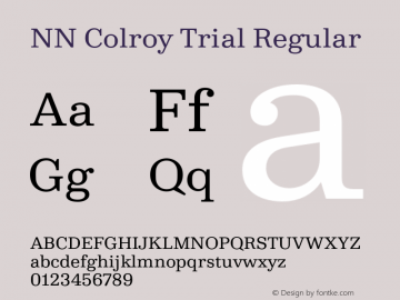 NN Colroy Trial Regular Version 1.000;PS 001.000;hotconv 1.0.70;makeotf.lib2.5.58329图片样张
