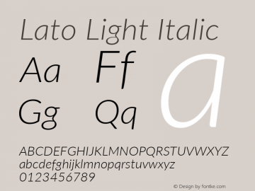 Lato Light Italic Version 2.010; 2014-09-01; http://www.latofonts.com/图片样张