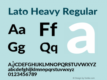 Lato Heavy Regular Version 2.010; 2014-09-01; http://www.latofonts.com/ Font Sample