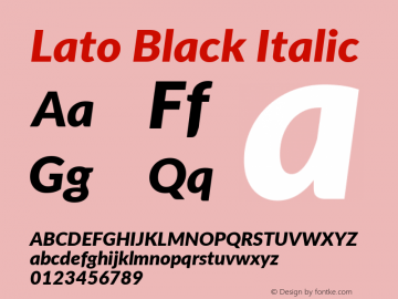 Lato Black Italic Version 2.010; 2014-09-01; http://www.latofonts.com/图片样张