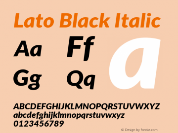 Lato Black Italic Version 2.010; 2014-09-01; http://www.latofonts.com/图片样张