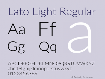 Lato Light Regular Version 2.010; 2014-09-01; http://www.latofonts.com/ Font Sample