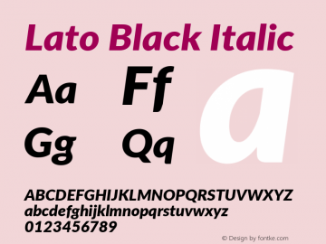 Lato Black Italic Version 2.010; 2014-09-01; http://www.latofonts.com/图片样张