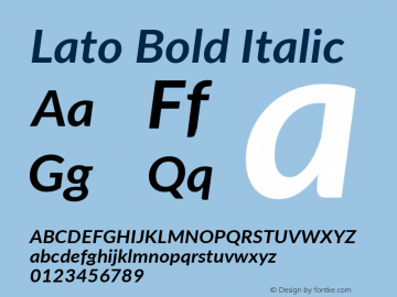 Lato Bold Italic Version 2.010; 2014-09-01; http://www.latofonts.com/ Font Sample