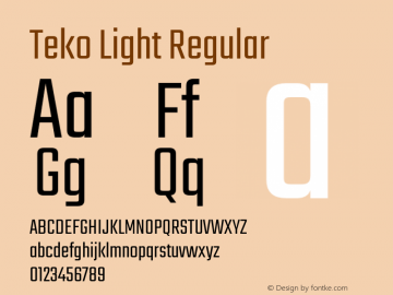 Teko Light Regular Version 2.000;PS 1.0;hotconv 1.0.79;makeotf.lib2.5.61930 Font Sample