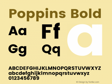 Poppins Bold Version 2.000;PS 1.0;hotconv 1.0.79;makeotf.lib2.5.61930 Font Sample