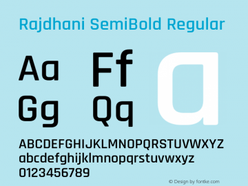 Rajdhani SemiBold Regular Version 2.000;PS 1.0;hotconv 1.0.79;makeotf.lib2.5.61930 Font Sample