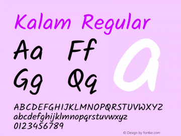 Kalam Regular Version 2.000;PS 1.0;hotconv 1.0.79;makeotf.lib2.5.61930 Font Sample