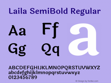 Laila SemiBold Regular Version 2.000;PS 1.0;hotconv 1.0.79;makeotf.lib2.5.61930 Font Sample