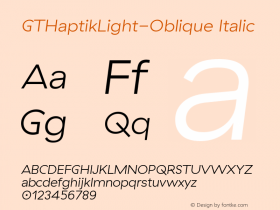 GTHaptikLight-Oblique Italic Version 3.001图片样张