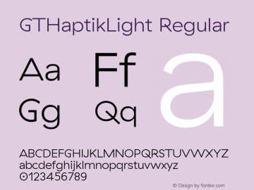GTHaptikLight Regular Version 3.001 Font Sample