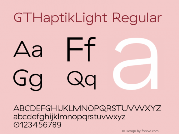 GTHaptikLight Regular Version 3.001 Font Sample