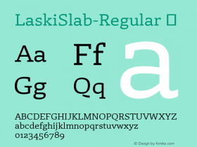 LaskiSlab-Regular ☞ 1.000; ttfautohint (v1.00rc1) -l 8 -r 50 -G 200 -x 14 -D latn -f none -w gGD;com.myfonts.easy.re-type.laski-slab.regular.wfkit2.version.4bDg Font Sample