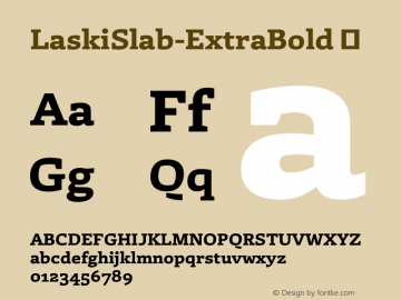 LaskiSlab-ExtraBold ☞ 1.000; ttfautohint (v1.00rc1) -l 8 -r 50 -G 200 -x 14 -D latn -f none -w gGD;com.myfonts.re-type.laski-slab.extra-bold.wfkit2.4bDa图片样张