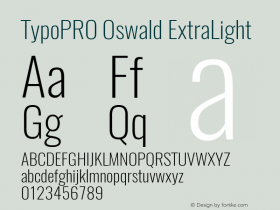 TypoPRO Oswald ExtraLight 3.0; ttfautohint (v0.95) -l 8 -r 50 -G 200 -x 0 -w 