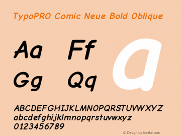 TypoPRO Comic Neue Bold Oblique Version 1.000 Font Sample