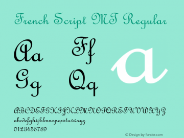 French Script MT Regular Version 1.00 Font Sample