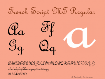 French Script MT Regular Version 1.02 Font Sample