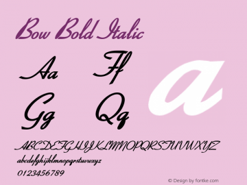 Bow Bold Italic 1.0 Tue Jul 27 22:19:33 1993 Font Sample