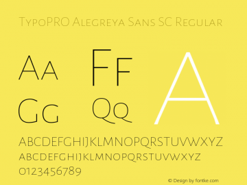 TypoPRO Alegreya Sans SC Regular Version 1.000;PS 001.000;hotconv 1.0.70;makeotf.lib2.5.58329 DEVELOPMENT图片样张