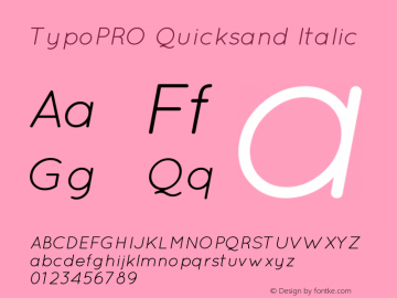 TypoPRO Quicksand Italic 1.002 Font Sample