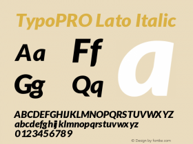 TypoPRO Lato Italic Version 1.105; Western+Polish opensource Font Sample