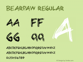 Bearpaw Regular Macromedia Fontographer 4.1 10/02/99 Font Sample