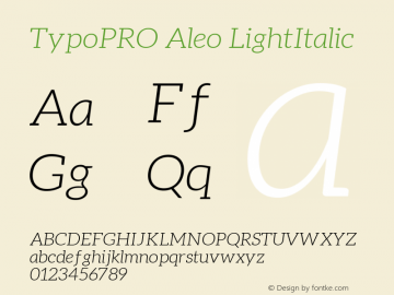 TypoPRO Aleo LightItalic Version 1.1 Font Sample