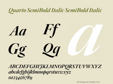 Quarto SemiBold Italic SemiBold Italic Version 1.200 Font Sample