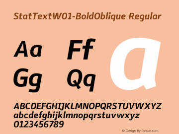 StatTextW01-BoldOblique Regular Version 1.20 Font Sample