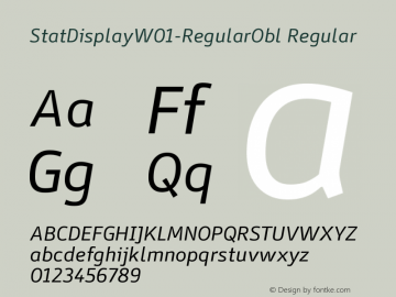 StatDisplayW01-RegularObl Regular Version 1.20 Font Sample