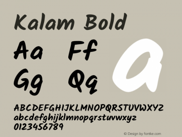 Kalam Bold Version 2.001;PS 1.0;hotconv 1.0.79;makeotf.lib2.5.61930 Font Sample