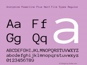 Anonymice Powerline Plus Nerd File Types Regular Version 1.002图片样张