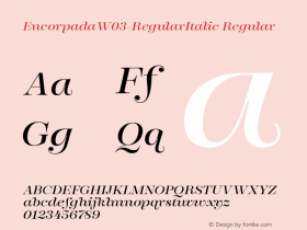 EncorpadaW03-RegularItalic Regular Version 1.00 Font Sample