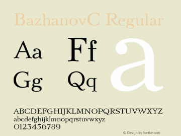 BazhanovC Regular Version 001.000 Font Sample