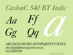 CaslonC 540 BT Italic Version 001.000图片样张