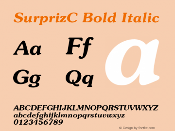 SurprizC Bold Italic Version 001.000 Font Sample