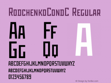 RodchenkoCondC Regular Version 001.000 Font Sample