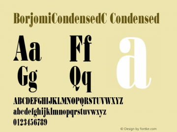 BorjomiCondensedC Condensed Version 001.000 Font Sample