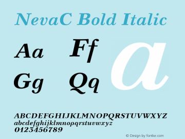 NevaC Bold Italic Version 001.000 Font Sample