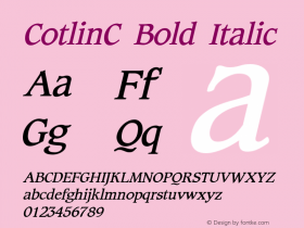 CotlinC Bold Italic Version 1.1 Font Sample