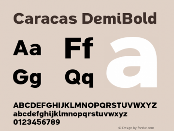 Caracas DemiBold Version 1.001 Font Sample