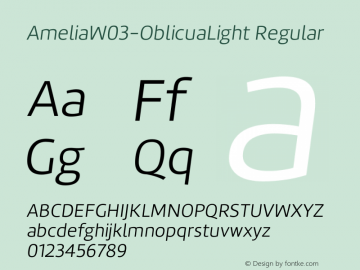 AmeliaW03-OblicuaLight Regular Version 1.10 Font Sample