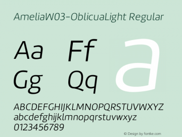 AmeliaW03-OblicuaLight Regular Version 1.10图片样张